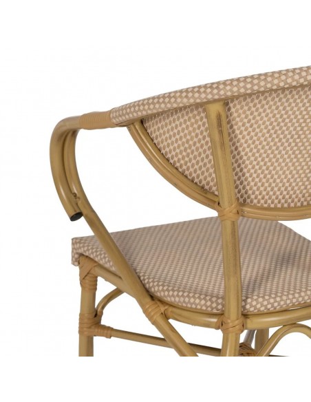 Cadeira com braços empilháveis, em alumínio tipo rattan e textilene bege BREEZE