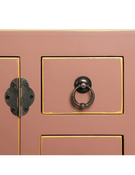 Mesa de Console Oriental SHIAN, 63 x 26, Mocha, 2 Portas e 6 Gavetas