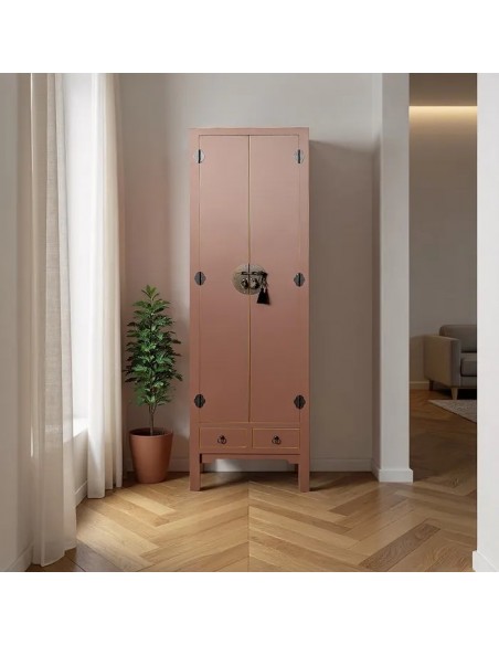 Armario Oriental SHIAN 55 x 185, moka. 2 puertas y 2 cajones