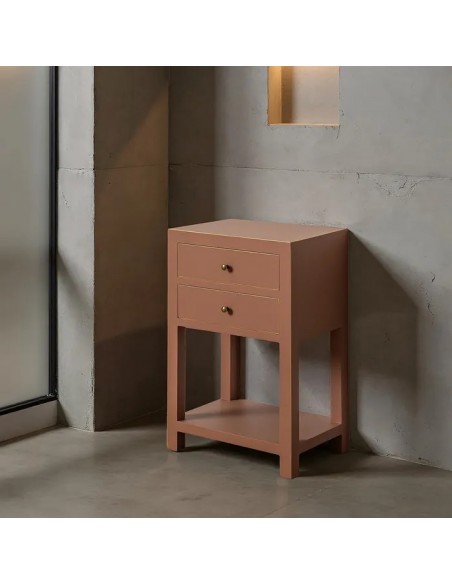 Mesita de noche diseño Oriental HANZO 45 x 66, moka, 2 cajónes.
