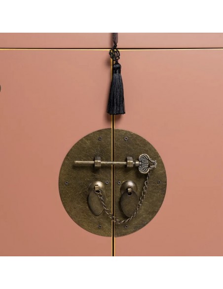 Mesa de Centro Oriental SHIAN, 45 x 26, Mocha, 2 Portas e 1 Gaveta