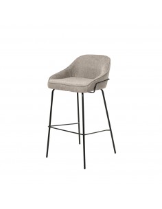 Taburete alto LOUIS 76 cm. Tapizado taupe con patas de...
