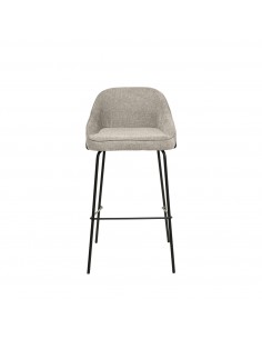 Taburete alto LOUIS 76 cm. Tapizado taupe con patas de... 2