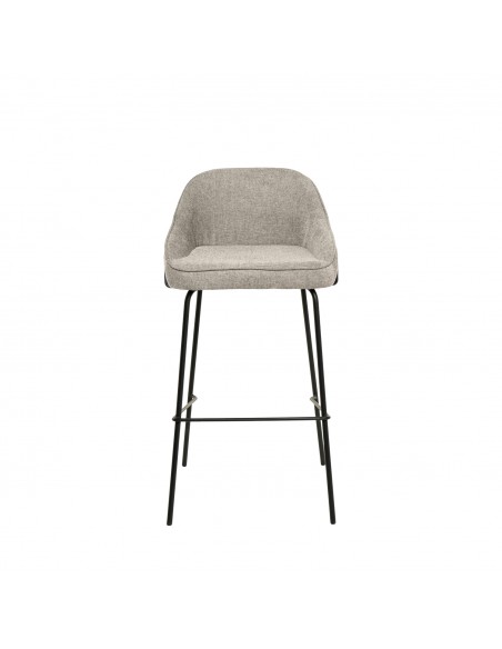 Taburete alto LOUIS 76 cm. Tapizado taupe con patas de metal.