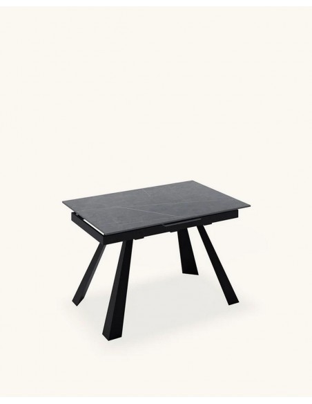 Mesa extensible JUDY 140(180) x 90, porcelánico gris y metal negro