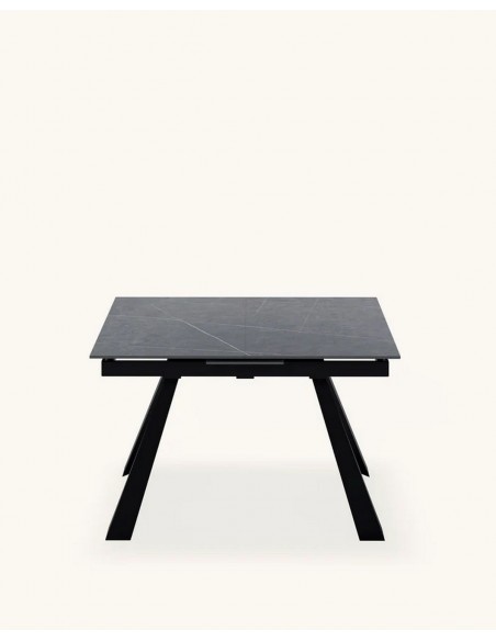 Mesa extensible JUDY 140(180) x 90, porcelánico gris y metal negro