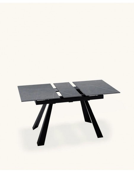 Mesa extensible JUDY 140(180) x 90, porcelánico gris y metal negro