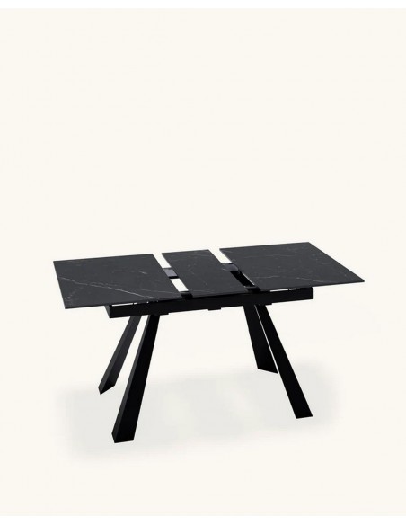 Mesa extensible JUDY 140(180) x 90, porcelánico y metal negro