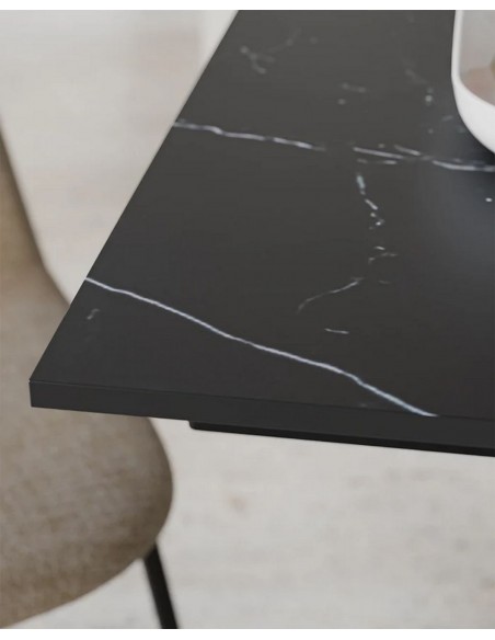 Mesa extensível ARGO 140 (180) x 90, porcelânico e metal preto
