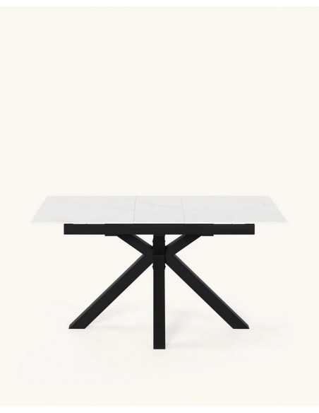 Mesa extensible ARGO 120(150) x 80, porcelánico blanco y metal negro
