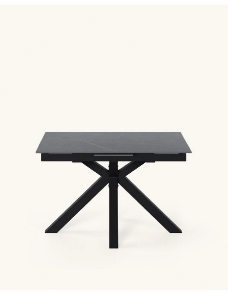 Mesa extensível ARGO 140 (180) x 90, porcelânico cinza e metal preto