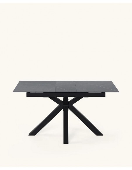Mesa extensible ARGO 140(180) x 90, porcelánico gris y metal negro