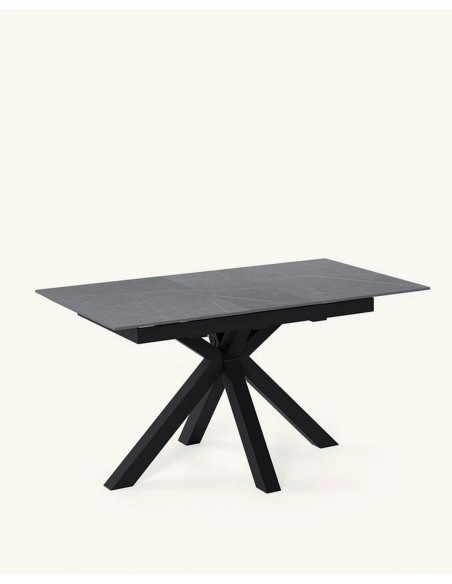 Mesa extensible ARGO 140(180) x 90, porcelánico gris y metal negro