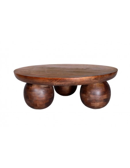 Mesa Centro Redonda AILEN 100, Madera de Mango de formas geométricas