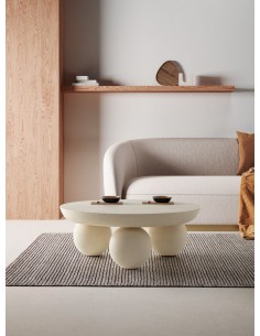 Mesa Centro Redonda AILEN 100, beige simil microcemento 2