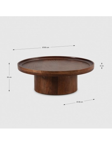 Mesa de Centro Redonda GISELLE 80 en Madera de...