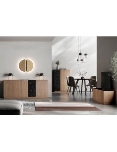 Aparador DIONE 180 x 42, 4 Puertas en Melamina Roble y... 2