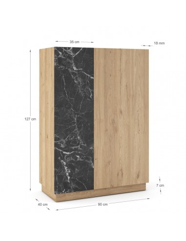 Aparador alto DIONE 127 x 90, 2 portas em...