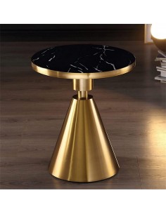 Mesa lateral de design JASS 50, ouro, tampo de cerâmica...