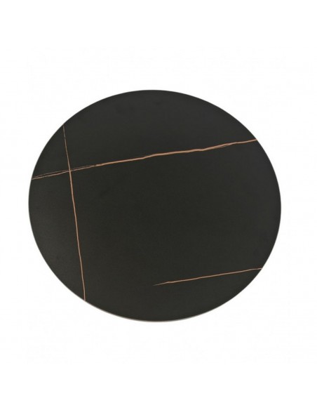 Mesa redonda design CAVEZZ 50 cm, tampo em cerâmica mármore e metal preto