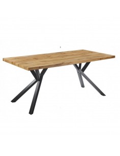 Mesa de comedor 180 x 90 OLIVER, MDF roble y metal negro