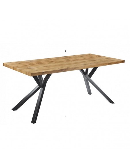 Mesa de comedor 180 x 90 OLIVER, MDF roble y metal negro
