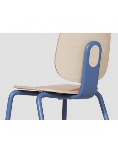 Silla Retro apilable Schooly, metal azul y...