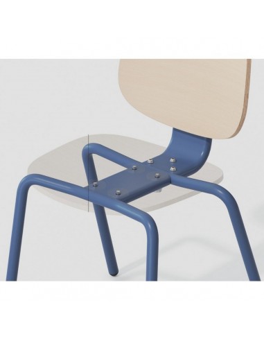 Cadeira Empilhável Retro Schooly, Metal Azul e...