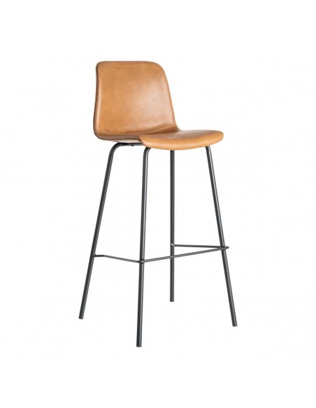 Taburete vintage de estilo industrial TRIXIE 76, símil piel y metal