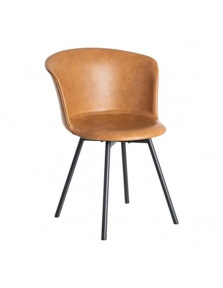 Cadeira vintage ROXIE estilo industrial em couro sintético e metal