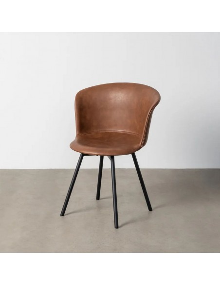 Silla vintage de estilo industrial ROXIE en símil piel y metal