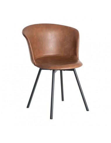 Cadeira vintage ROXIE estilo industrial em couro sintético e metal