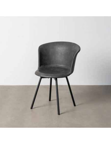 Silla vintage de estilo industrial ROXIE en símil piel y metal