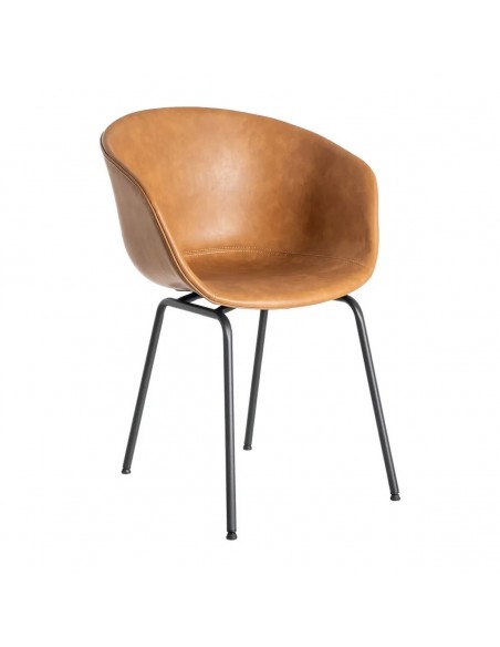 Cadeira com braços estilo industrial vintage MOXIE em pele sintética e metal