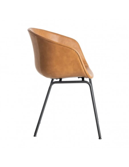 Cadeira com braços estilo industrial vintage MOXIE em pele sintética e metal