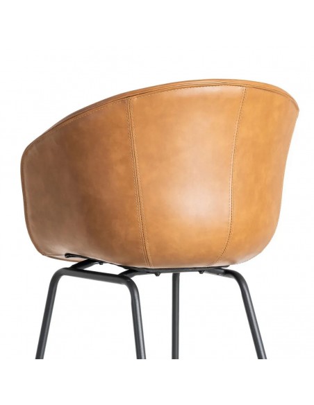 Cadeira com braços estilo industrial vintage MOXIE em pele sintética e metal