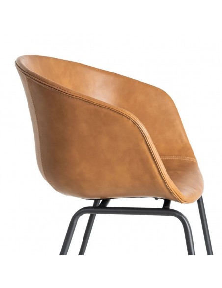 Cadeira com braços estilo industrial vintage MOXIE em pele sintética e metal