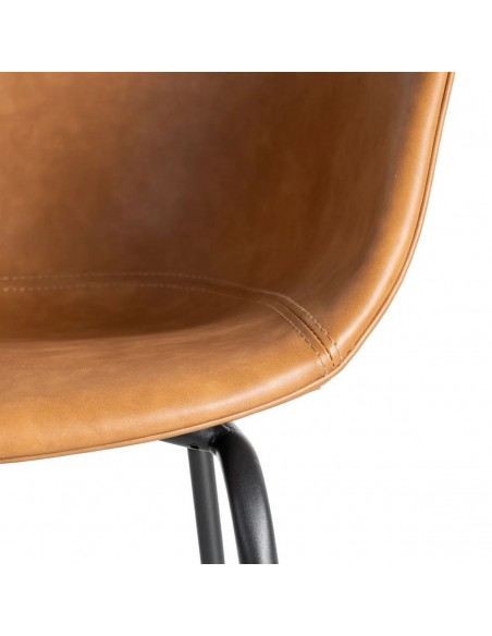 Cadeira com braços estilo industrial vintage MOXIE em pele sintética e metal