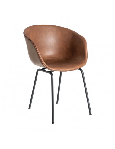 Cadeira com braços estilo industrial vintage MOXIE em pele sintética e metal