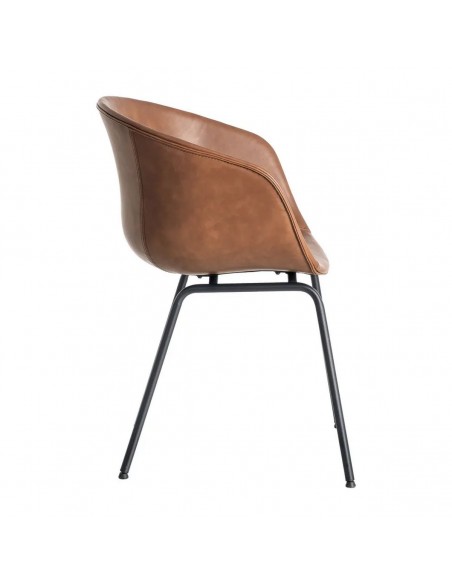 Cadeira com braços estilo industrial vintage MOXIE em pele sintética e metal