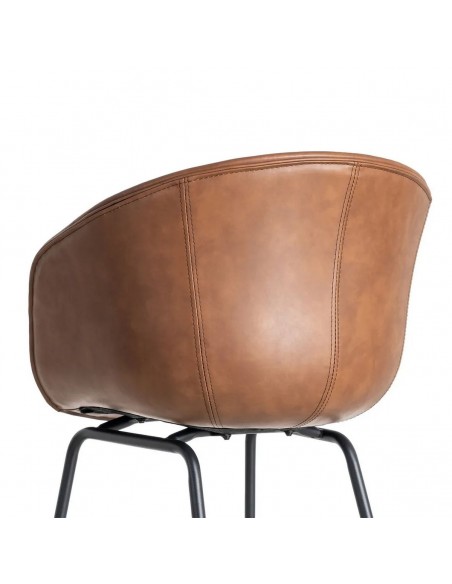 Cadeira com braços estilo industrial vintage MOXIE em pele sintética e metal