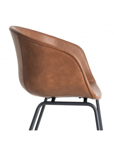 Cadeira com braços estilo industrial vintage MOXIE em pele sintética e metal