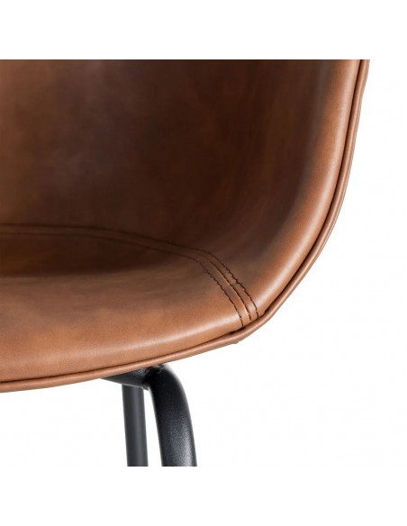 Silla con brazos de estilo industrial vintage MOXIE en símil piel y metal