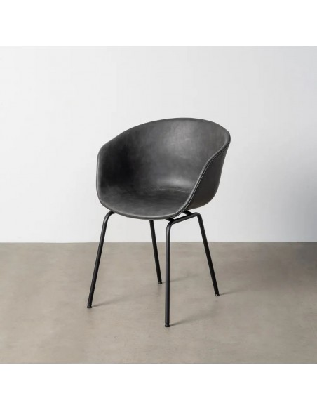 Silla con brazos de estilo industrial vintage MOXIE en símil piel y metal