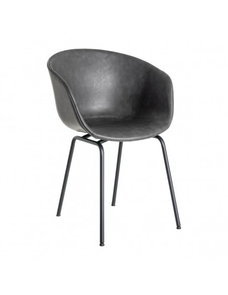 Silla con brazos de estilo industrial vintage MOXIE en símil piel y metal