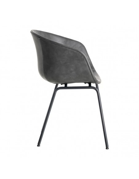 Cadeira com braços estilo industrial vintage MOXIE em pele sintética e metal