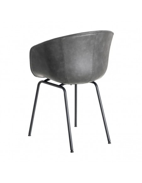 Silla con brazos de estilo industrial vintage MOXIE en símil piel y metal