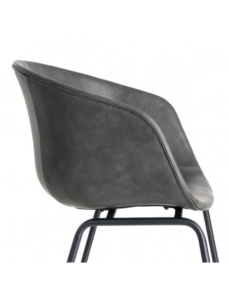 Silla con brazos de estilo industrial vintage MOXIE en símil piel y metal