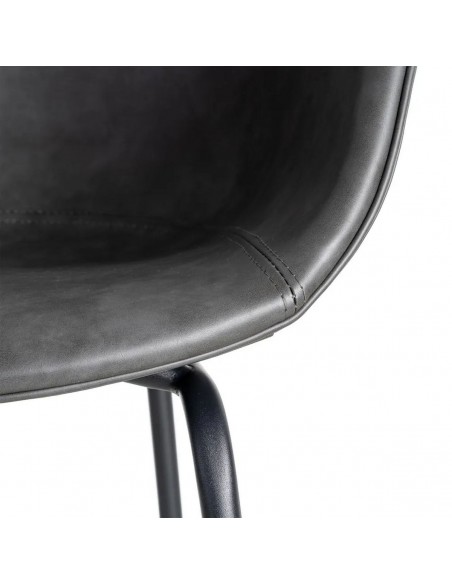 Cadeira com braços estilo industrial vintage MOXIE em pele sintética e metal