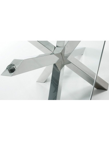 ARYA 200x100 Mesa de vidro transparente de aço inoxidável